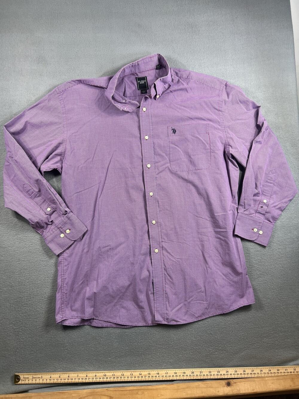 US Polo Assn. LARGE Regular Fit Long Sleeve Button-Down Shirt in Burgundy